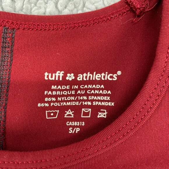 Tuff Athletics Shirt Womens Small Red 3/4 Sleeve Nylon Spandex Exercise Gym Yoga - Picture 4 of 5